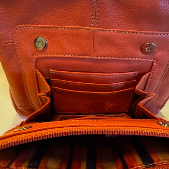 Tignanello Orange Leather Crossbody Purse - Picture 6 of 9